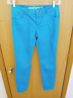 Mossimo Supply Co. Womens Turquoise Stretch Skinny Jeans Sz 9 Fit 6 (30x29) • $9.99