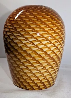 Art Glass Amber Tan Golden Caramel Swirl Glass Bell Pendant Lamp Shade 6  • $27.99