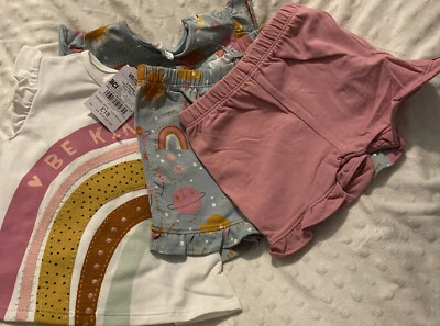 £9 • Buy Next Baby Girls Summer  4 Piece Shorts And T-shirtsset Age 3-6 Months BNWT
