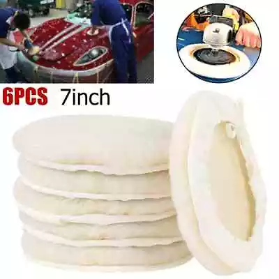 6Pcs 7inch Auto Car Wool Bonnet Buffing Wheel Pad Buffer Polishing Polisher USA • $10.95