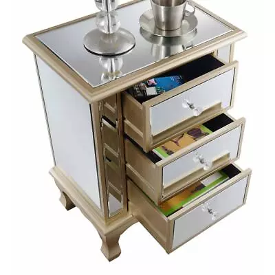 Gold Coast Vineyard 3 Drawer Mirrored End Table • $219.63