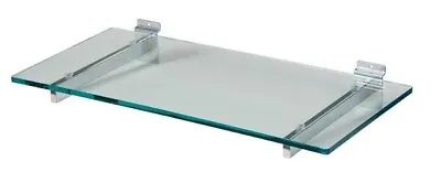 5x CLEAR TOUGHENED|TEMPERED SAFETY GLASS SHELF WITH BRACKET RETAIL SHOP DISPLAY  • £84