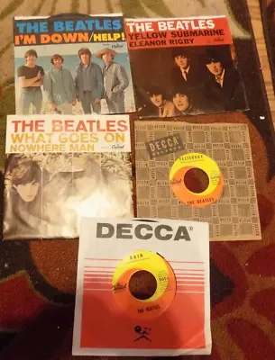 5 Beatles 45 Records Rolling Stones 45's Records • $34.99