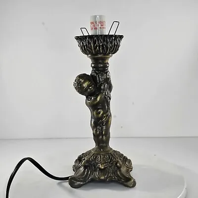 $49.99 • Buy Vintage Underwriters Laboratories Cherub Table Lamp Cast Pot Metal