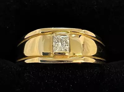 Mens Diamond Solitaire 14k 11.1g Gold Ring Size 10.25 • $2495