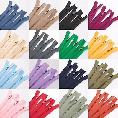 Quality Nylon Closed End Zips (Pack Of 3) - Large Choice Of Colours And Sizes • £4.20