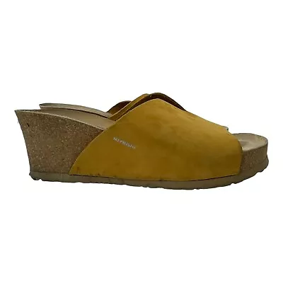 Mephisto Wedge Slide Sandals Size 39 US 8-8.5 Golden Yellow Suede • $37.94