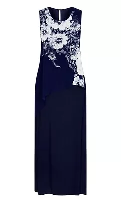 City Chic Plus Size 16 Bronwyn Overlay Maxi Dress Wedding Formal Party Navy • $29.99