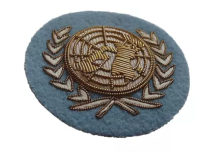 United Nations UN Beret Patch Badge 51mm Gold Bullion Wire Hand Made Used Vintag • £29.99