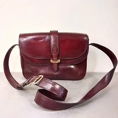 Vintage CELINE Crossbody Shoulder Bag Leather Burgundy • $298.30