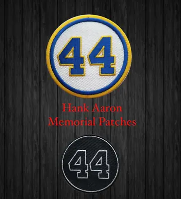 Two Hank Aaron Patch #44 Memorial Milwaukee Brewers Baseball Jersey Patch Braves • $23.95