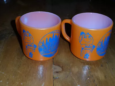 PAIR Of RARE VINTAGE 1960's NEW YORK METS MR. MET COFFEE MUG - FEDERAL GLASS • $59.99