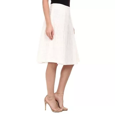 VINCE CAMUTO Womens Skirt Size 0 White Pleated Textured Modest Knee Length • $13.99