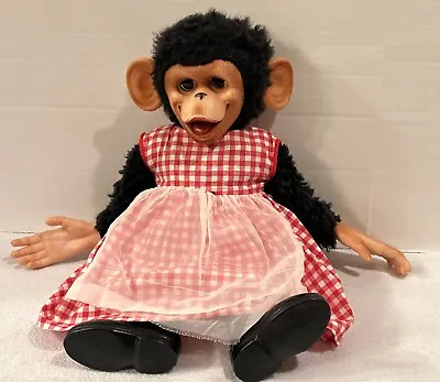 VINTAGE GUND RUBBER FACE MONKEY Dress SLEEPY EYES 16  BLACK AMERICANA 1950S RARE • $79.99