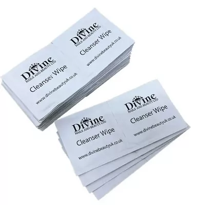 50 Divine Nails UV Gel Cleanser Wipes Prep Wipe Alcohol Gel Polish Nail Wrap • £3.49