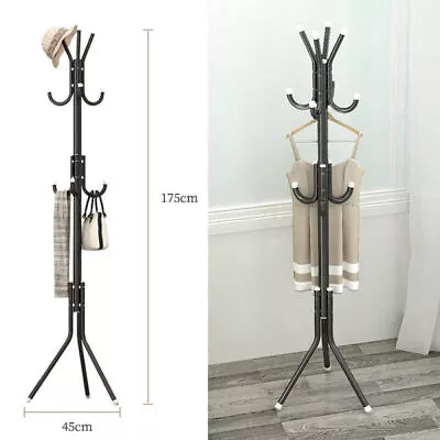 Hat Coat Rack Stand Jacket Umbrella Floor Standing Rack Clothes Hanger 12 Hooks • £9.98