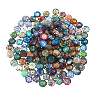 100 Pcs Round Mirror Mosaic Printed Glass Patches Tiles • £7.07