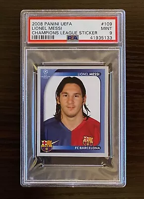 2008 Lionel Messi Panini UEFA Champions League Sticker PSA 9 Barcelona Argentina • $125