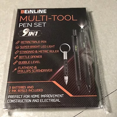 Multi Tool Pen Metal 9 In 1 Multitool Pen Touch Head LED Light Bottle Opener • $8.99
