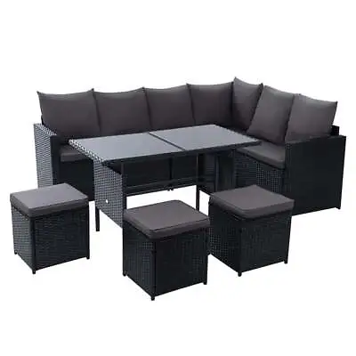 $705.24 • Buy Gardeon Outdoor Furniture Dining Setting Sofa Set Wicker 9 Seater Storage Cover
