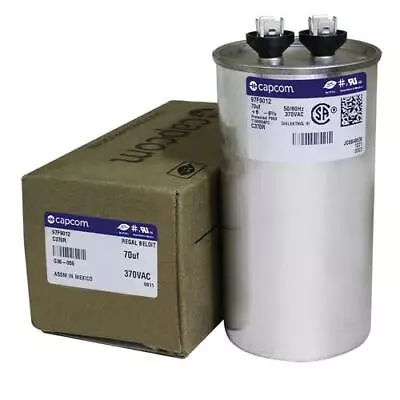 GE / Genteq • 70 Uf  370 VAC • Round Run Capacitor • C370R • 97F9012 • $28.75