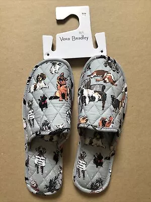 VERA BRADLEY DOG SHOW TRAVEL Slip In  SLIPPERS MEDIUM (7-8) Quilted NWT • $26