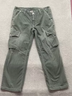 True Religion Mens  Cargo Pants Jeans Green Size 33 • $40