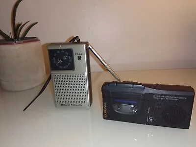 Vintage NATIONAL PANASONIC RADIO Portable Pocket AM FM Microcassette VoiceRecord • £30