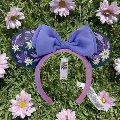 Disney Parks 2022 French Lavender Lilac Purple Flower Minnie Mouse Ears Headband • £11.22