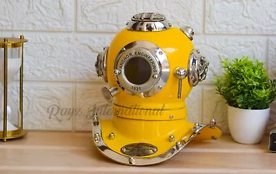US Navy Mark V Diving Helmet - Deep Sea Scuba Diving Helmet - Yellow Marine Navy • $109.99