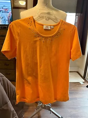 Quacker Factory Orange Pull Over Top With Stones At Neck Size Xl • $6.99