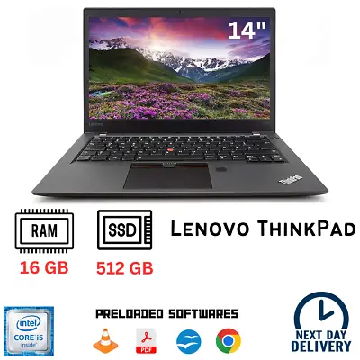 Lenovo ThinkPad Windows 10/11 Laptop QUAD Core I5 16GB/512GB SSD Webcam WIFI HD • £189.99