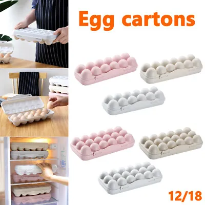 Egg Holder Boxes Tray Storage Box Refrigerator Eggs Container Plastic Case • £5.55