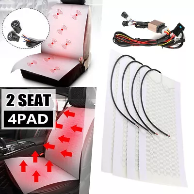 Universal Car Seat Heater Kit 12V Carbon Fiber Pads 3 Level Heated Round Switch • $43.99