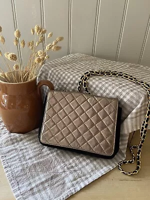 £46.50 • Buy Russel & Bromley Black Gold Quilted Suede Chain Evening Shoulder Cross Body Bag