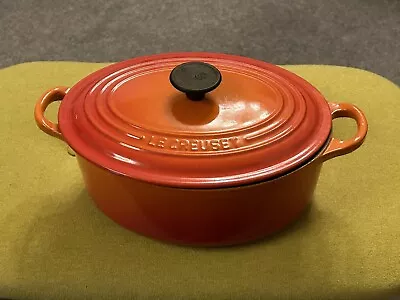 Le Creuset Volcanic Orange Cast Iron Oval Casserole Pot 23cm Vgc Used Twice • £95