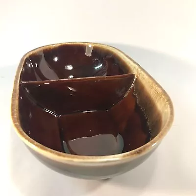 Vintage 1960s McCoy Brown Drip Glaze 12-inch Divided Vegetable Dish 7038 USA • $31.79