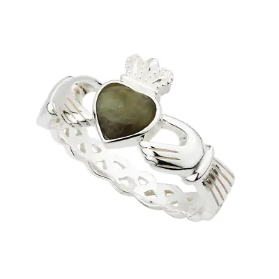 Silver Connemara Marble Claddagh Weave Ring • $68.99
