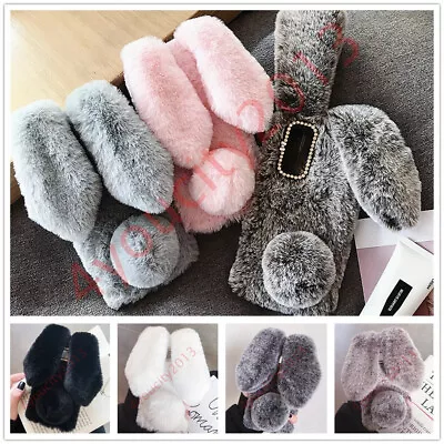 Bling Glitter Plush Bunny Fluffy Rabbit Fur Soft Phone Case Cover For Motorola • $11.46