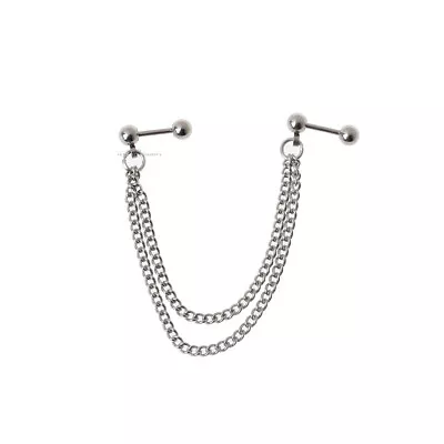£3.79 • Buy Double Chain Linked Slave Cartilage Tragus Helix Upper Earring Barbell Stud
