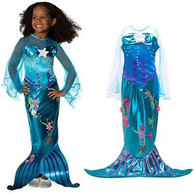 £12.99 • Buy Girls Little Mermaid Costume Child Ariel Fairytale Fancy Dress Kids Party Outfit