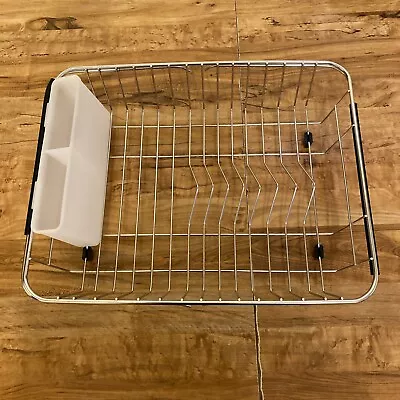 Expandable Drying Dish Over Sink  With Utensil Holder Rustproof Stainless Steel • $17.97