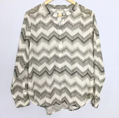 J Crew Zig Zag Clip Dot Popover Shirt Chevron Black White Size M • $10