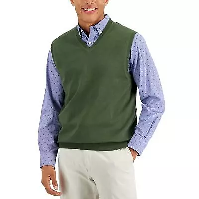 Club Room Mens V-Neck Sweater Vest L Green Large • $12.50
