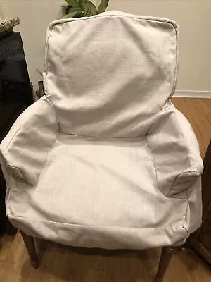 Pottery Barn Chair With Arms Cover Slipcover Cotton Beige Poly Linen Blend • $25