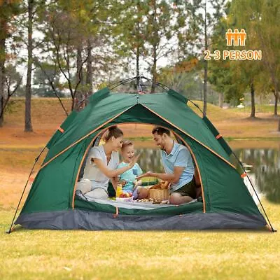 Instant Camping Tent 2-3 Person Pop Up Family Hiking Dome Waterproof Shelter UK • £23