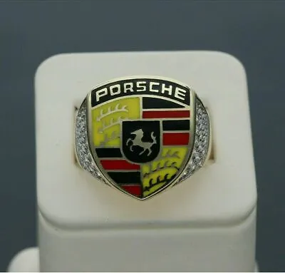 3.0CTW Porsche Round Cut Moissanite Diamond Enamel Men's Engagement Wedding Ring • $246.49
