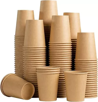 8 Oz/235ml Kraft Plain Paper Cups Brown Disposable Paper Coffee Cups - 200 PACK • £14.99