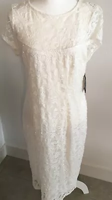 Marina Woman's Size 16 Off White With Scattered Sequins Sleeveless Dress NWT • $39.99