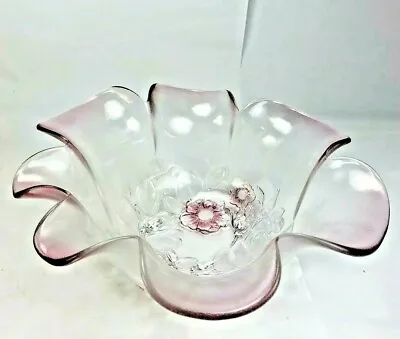 Mikasa Bowl Pink Dogwood Flower Rosella Crystal Glass Pink W Germany • $16.99